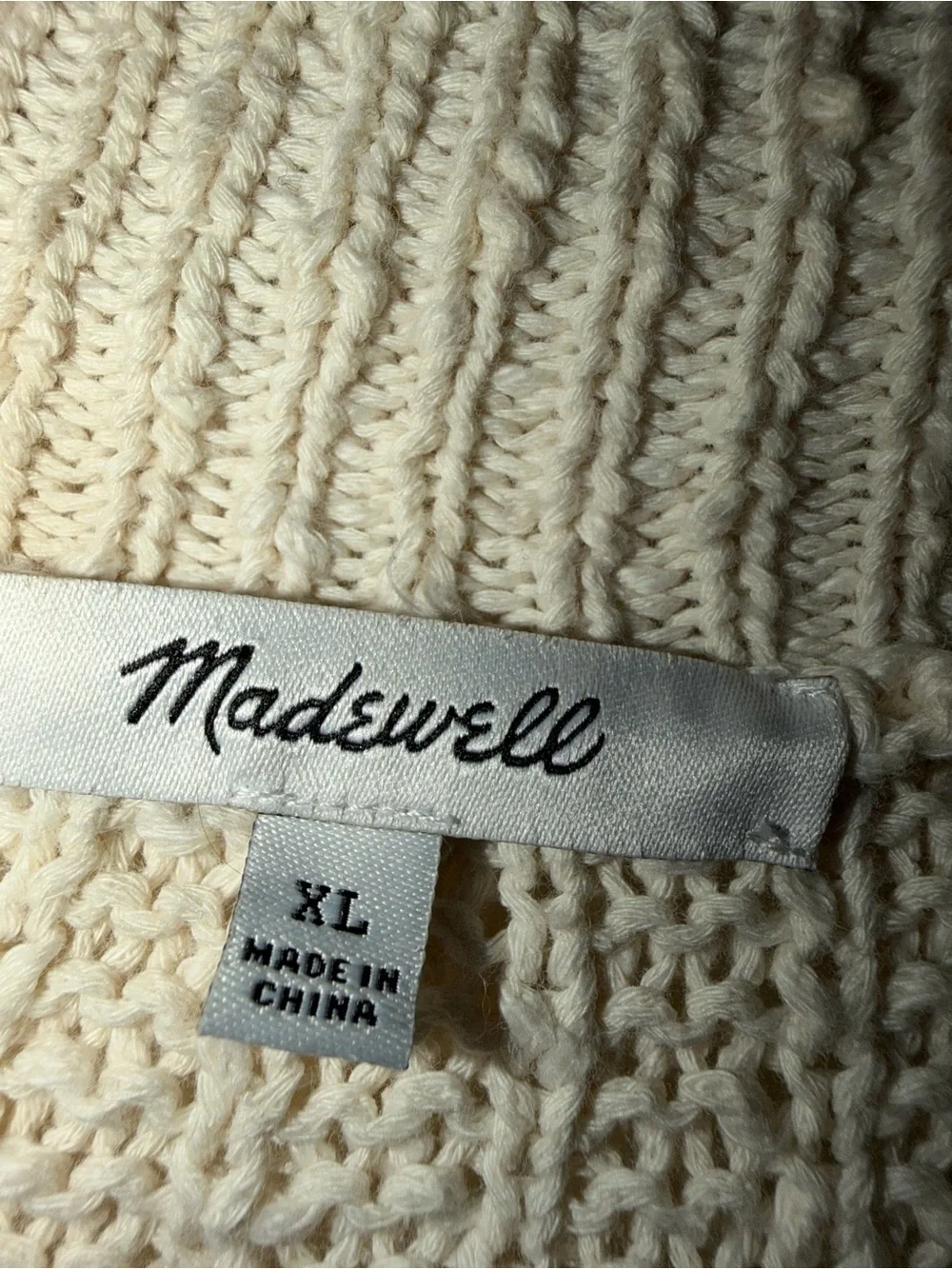 Madewell Cream Chunky Open-Front Knit Cardigan